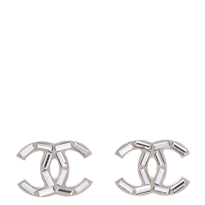 Chanel Baguette Crystal CC Earrings Silver 1 of 5