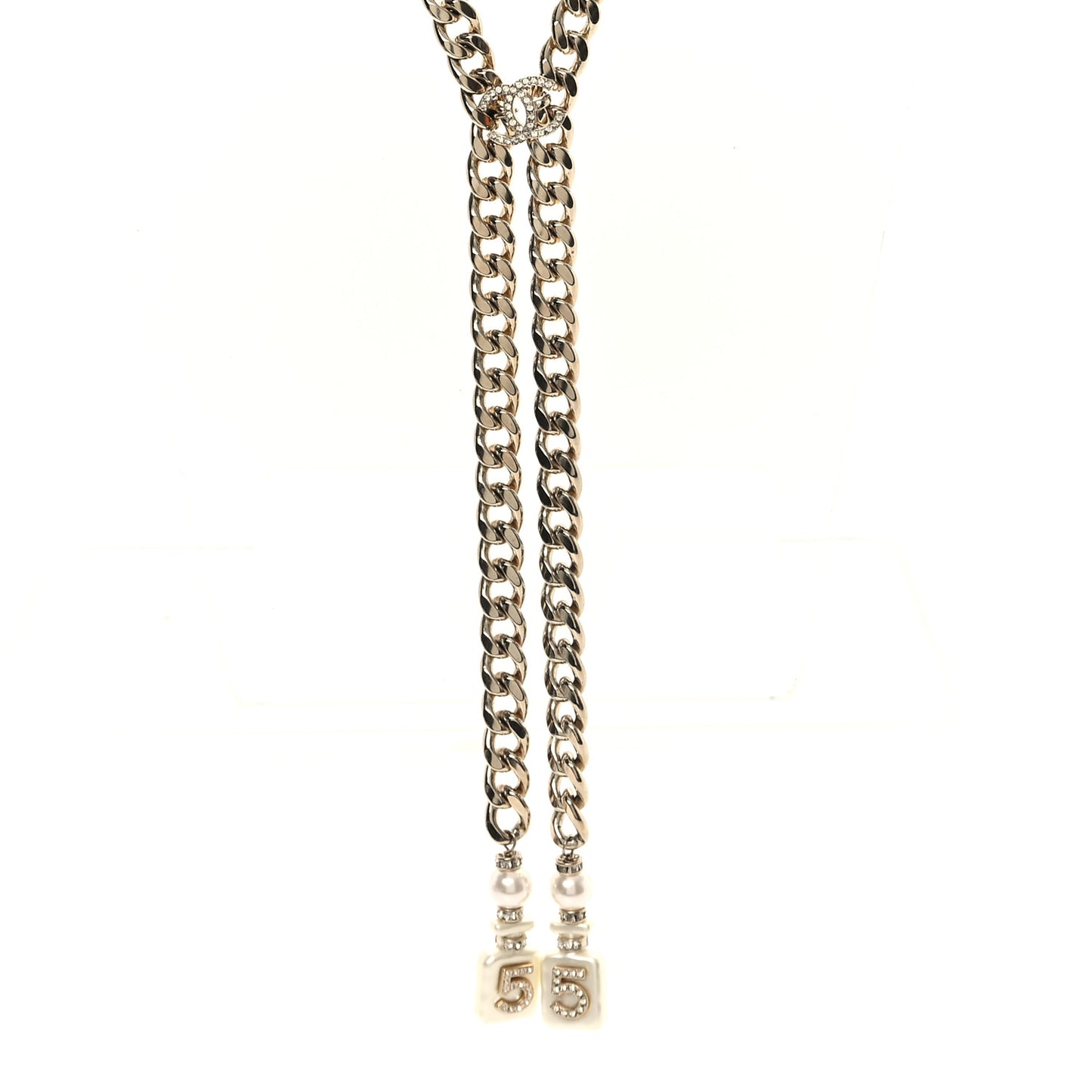 Pearl Resin Crystal CC No 5 Perfume Bottle Chain Gold