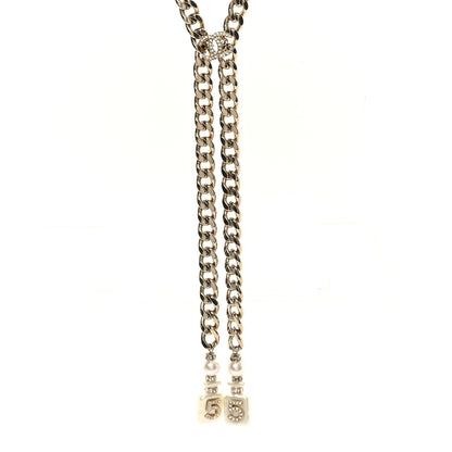 Chanel Pearl Resin Crystal CC No 5 Perfume Bottle Chain Gold 1 of 5