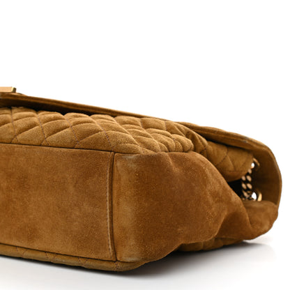 Saint Laurent Suede Mixed Matelasse Tri-Quilt Large Monogram Envelope Satchel Brown 8 of 8