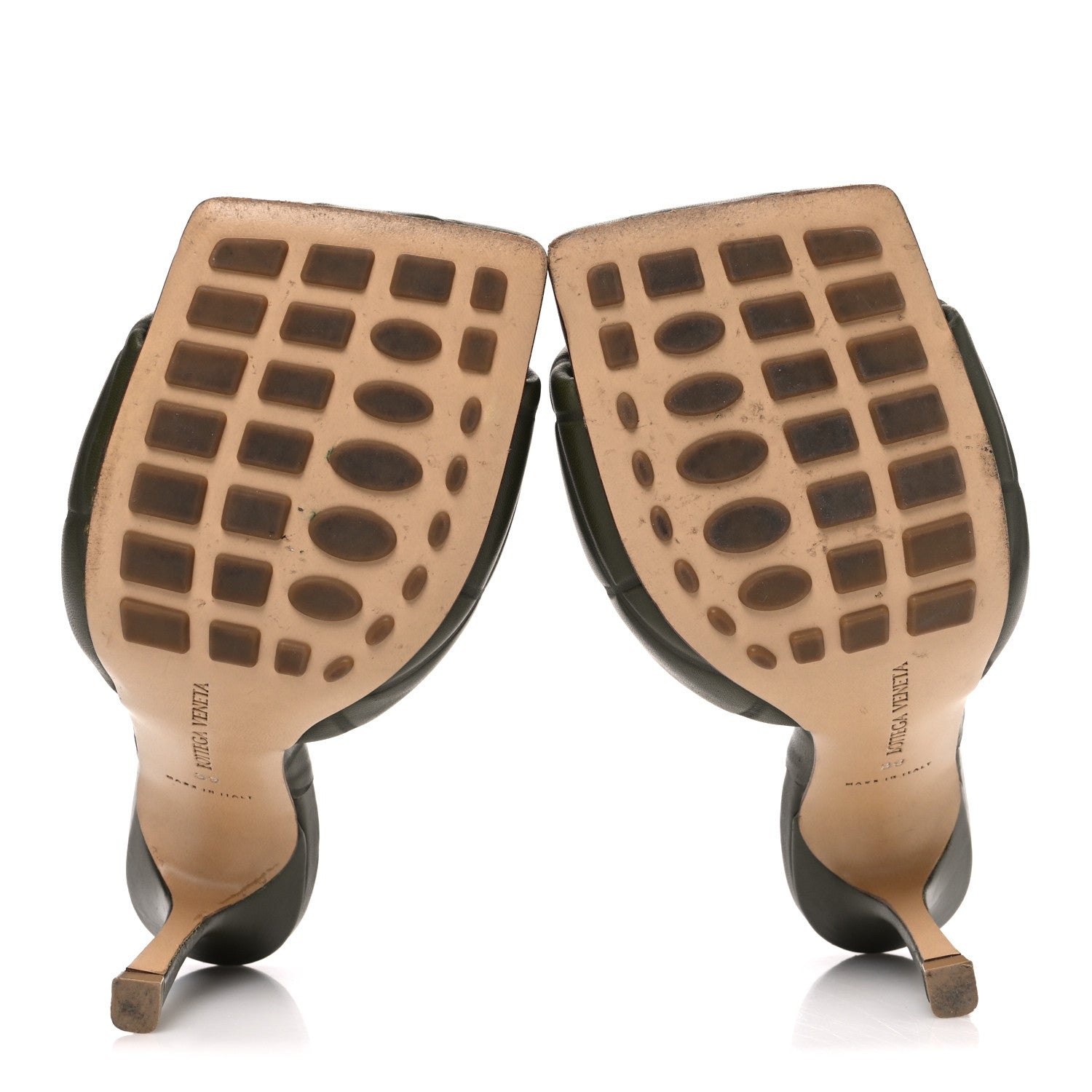 Bottega Veneta Nappa Quilted Rubber Lido Mule Sandals 39 Khaki 7 of 11