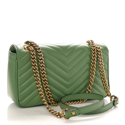 Gucci Calfskin Matelasse Small GG Marmont Shoulder Bag Salamander Green 3 of 8