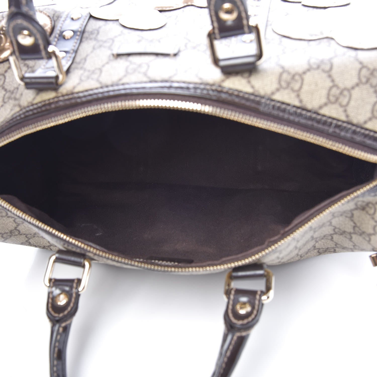 Gucci Monogram Guccissima Hearts Studded Medium Joy Boston Dark Brown 5 of 8