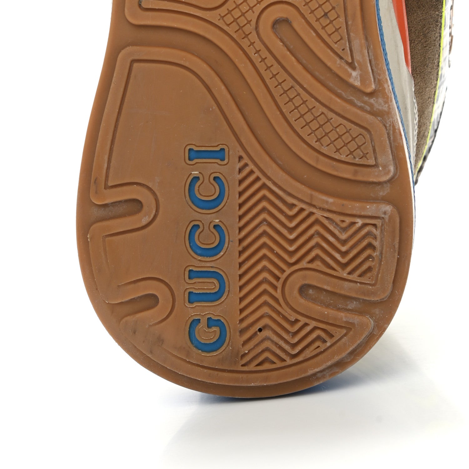 Gucci Suede Calfskin Tejus Printed Womens Ultrapace Sneakers 38 Natural Ardesia Neon Yellow 6 of 14