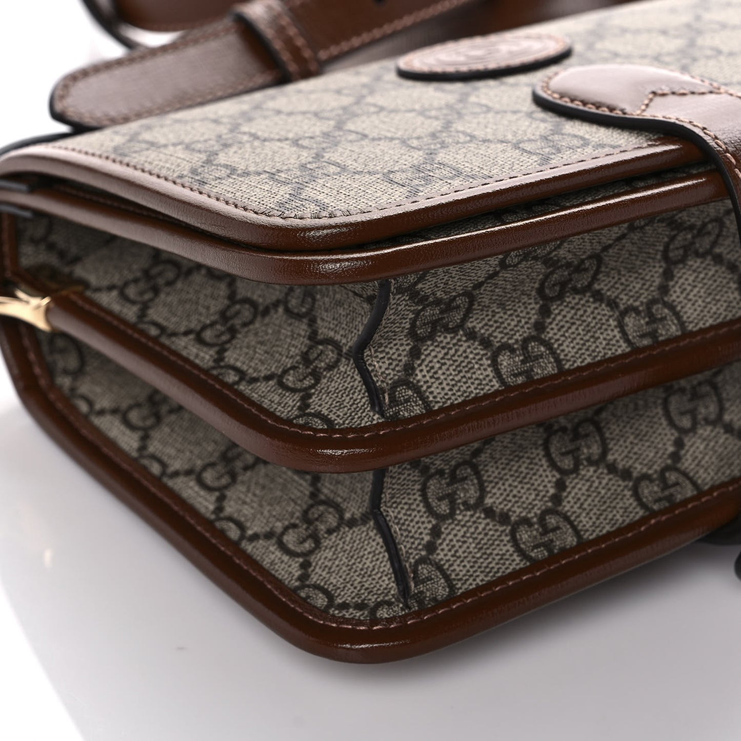 GG Supreme Monogram Azalea Calfskin Mini Retro Interlocking G Flap Shoulder Bag Beige Ebony Brown Sugar