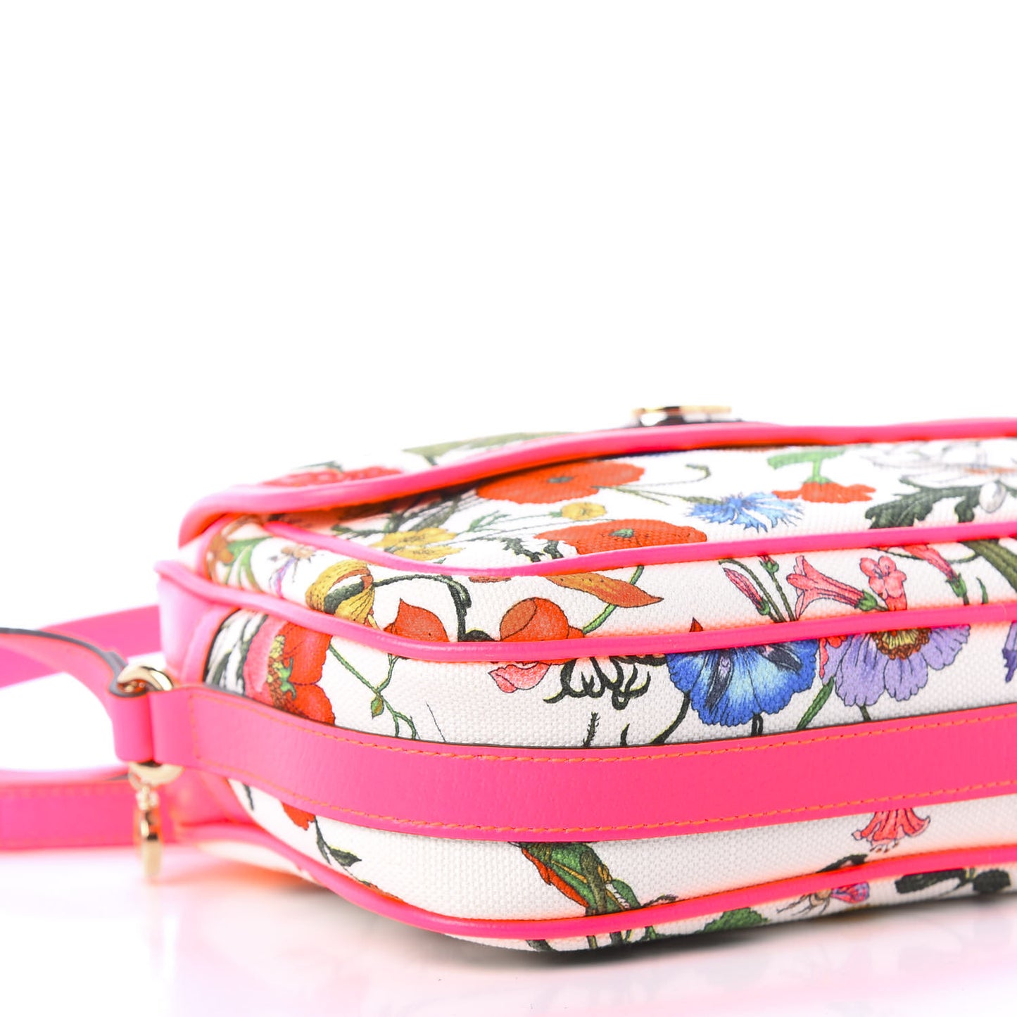 Canvas Flora Floral Shoulder Bag White Fuchsia Fluo