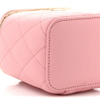 Chanel Caviar Quilted Mini Vanity Case With Chain Pink 9 of 11