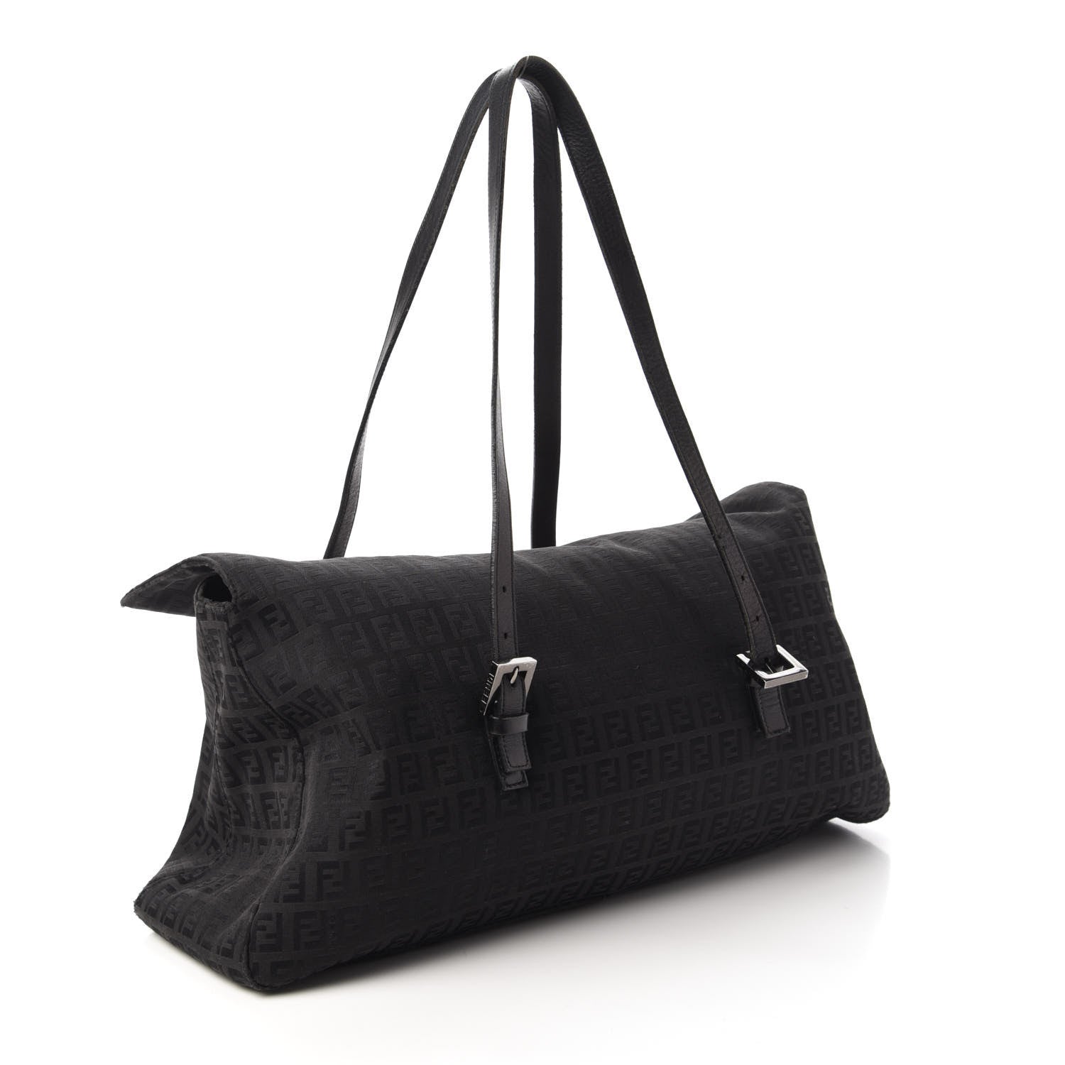 Fendi Zucchino Flap Shoulder Bag Black 3 of 9