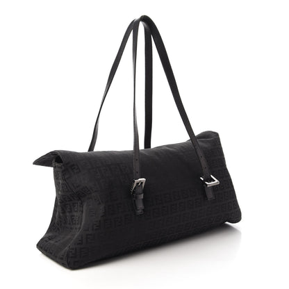 Fendi Zucchino Flap Shoulder Bag Black 3 of 9