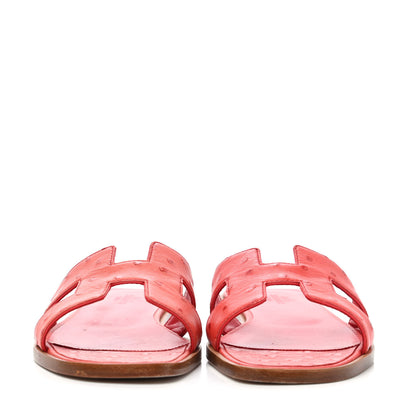 Hermes Ostrich Oran Sandals 37.5 Jasper Rouge 2 of 4