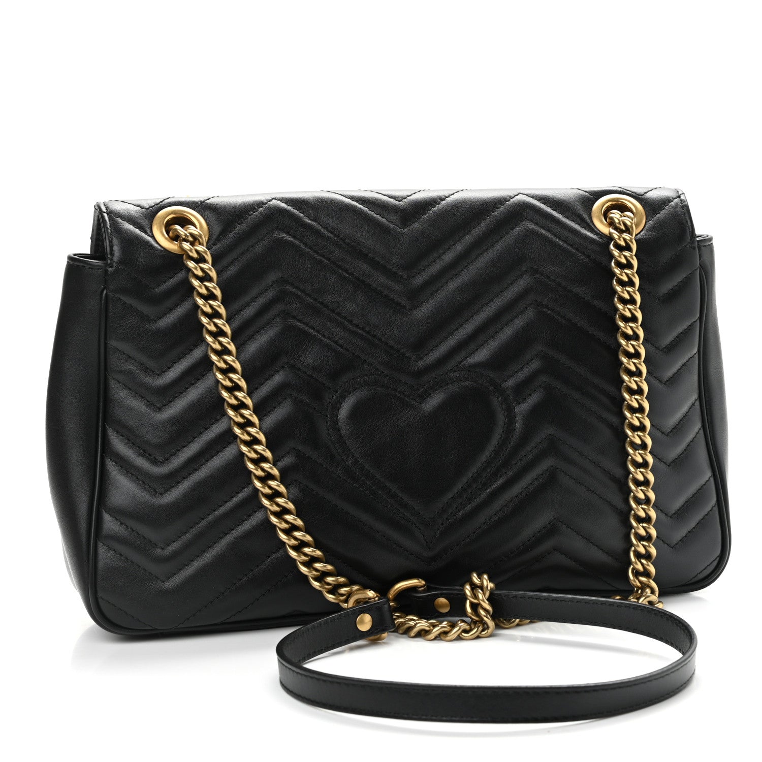 Gucci Calfskin Matelasse Medium GG Marmont Shoulder Bag Black 3 of 13