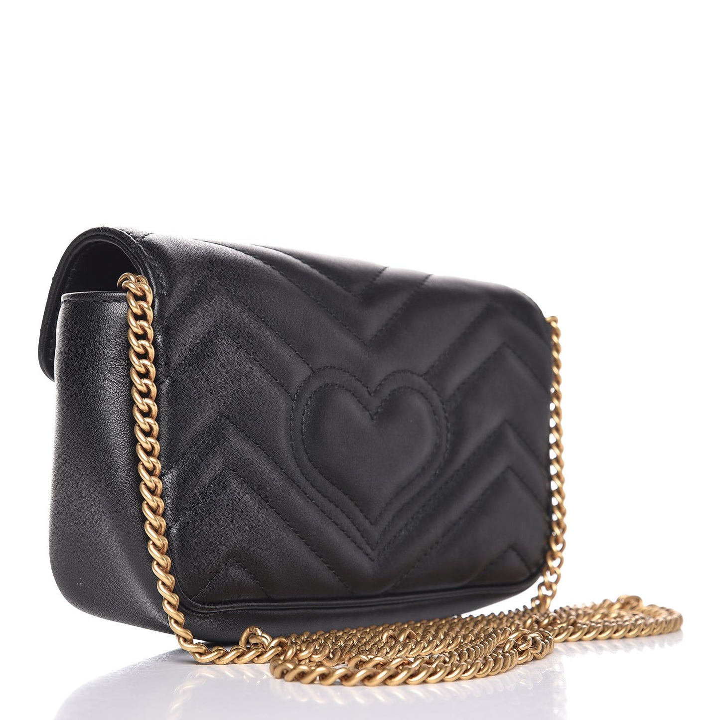 Calfskin Matelasse Super Mini GG Marmont Shoulder Bag Black