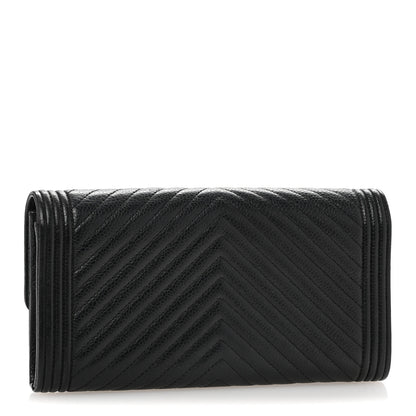 Chanel Caviar Chevron Quilted Boy Flap Wallet Black 3 of 10