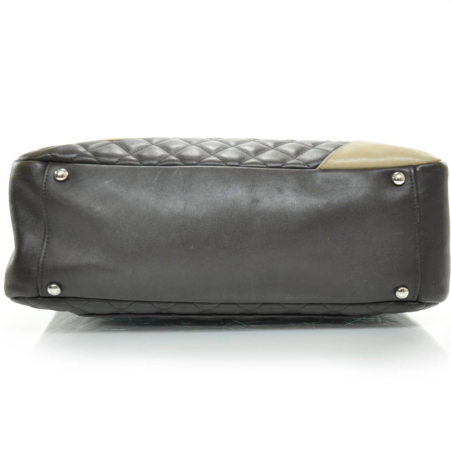 Calfskin Quilted Large Cambon Flap Brown Beige