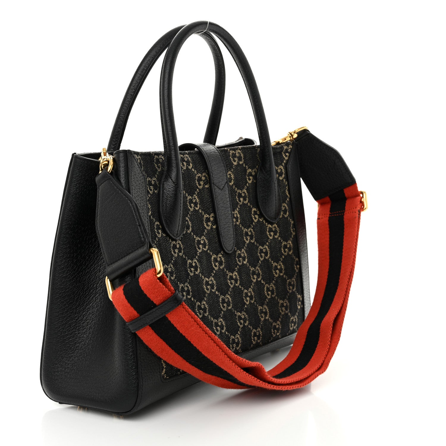 ☆GUCCI♪ブラックGジャン☆ Gucci Jacquard Black Denim GG Monogram Textured Dollar Calfskin