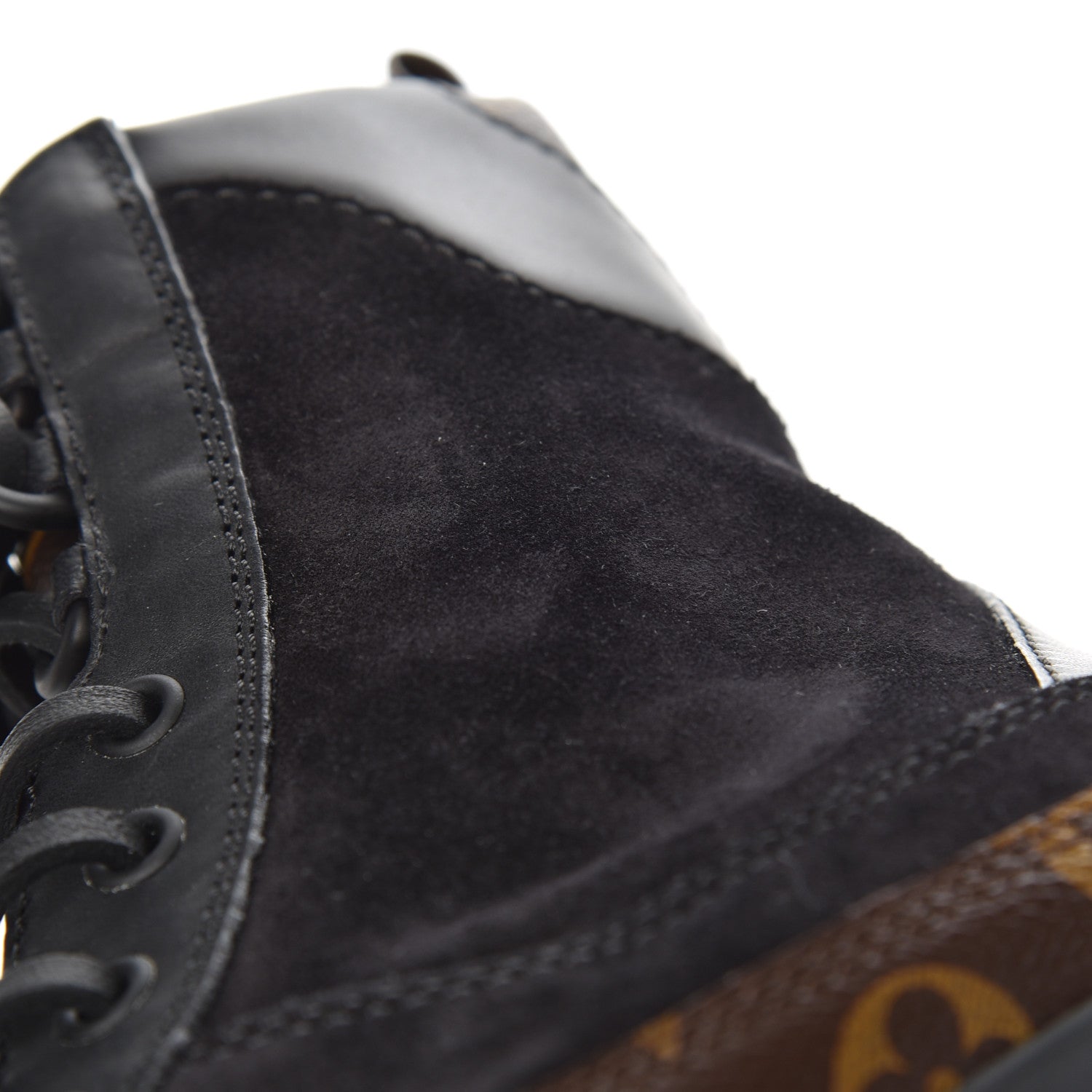Louis Vuitton Suede Calfskin Monogram Laureate Platform Desert Boots 35 Black 10 of 11