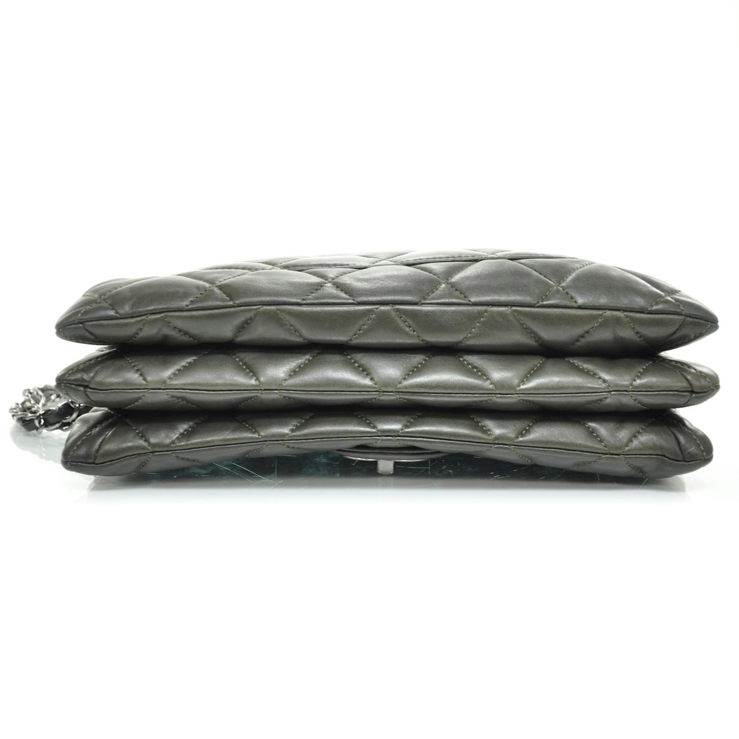 Lambskin Quilted 3 Flap Bag Dark Khaki