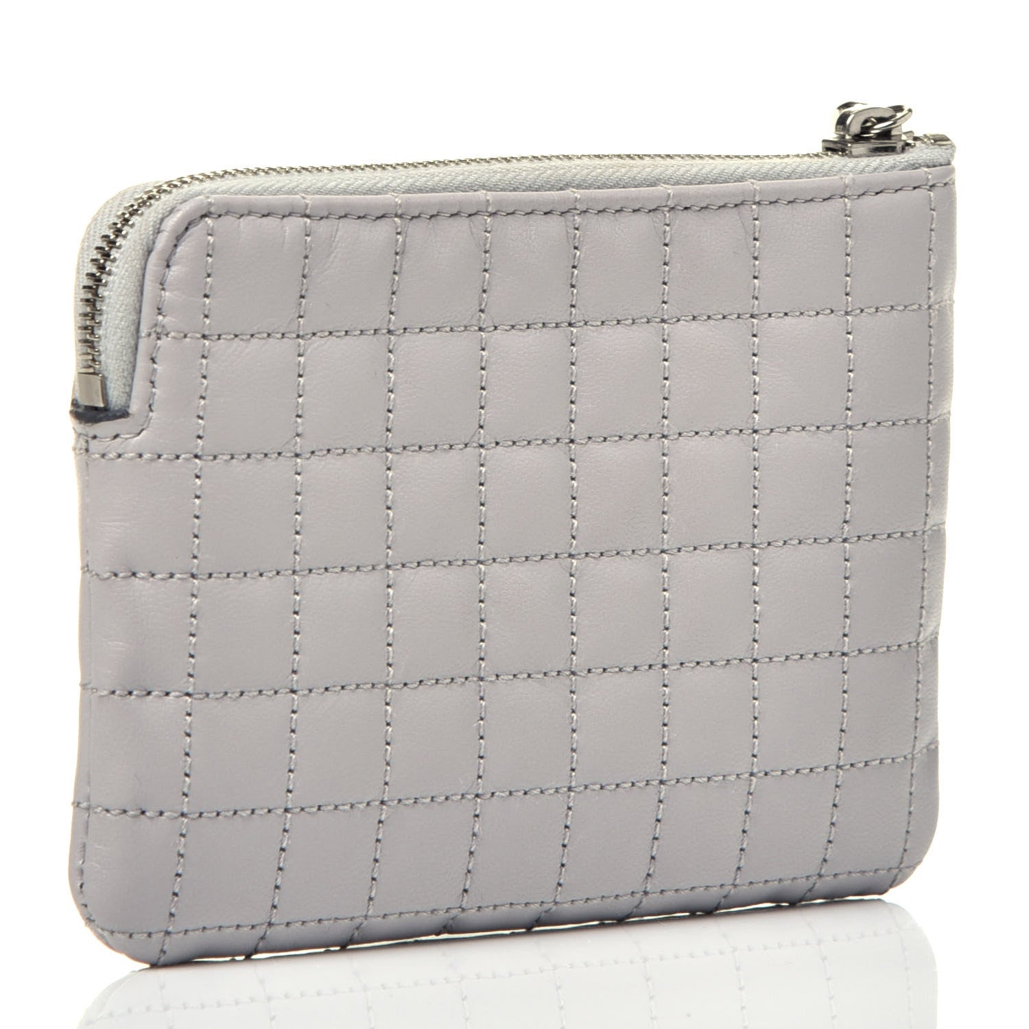 Celine Calfskin Quilted C Charm Coin Card Pouch Grey 3 of 8