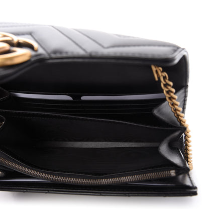 Gucci Calfskin Matelasse GG Marmont Chain Wallet Black 5 of 10
