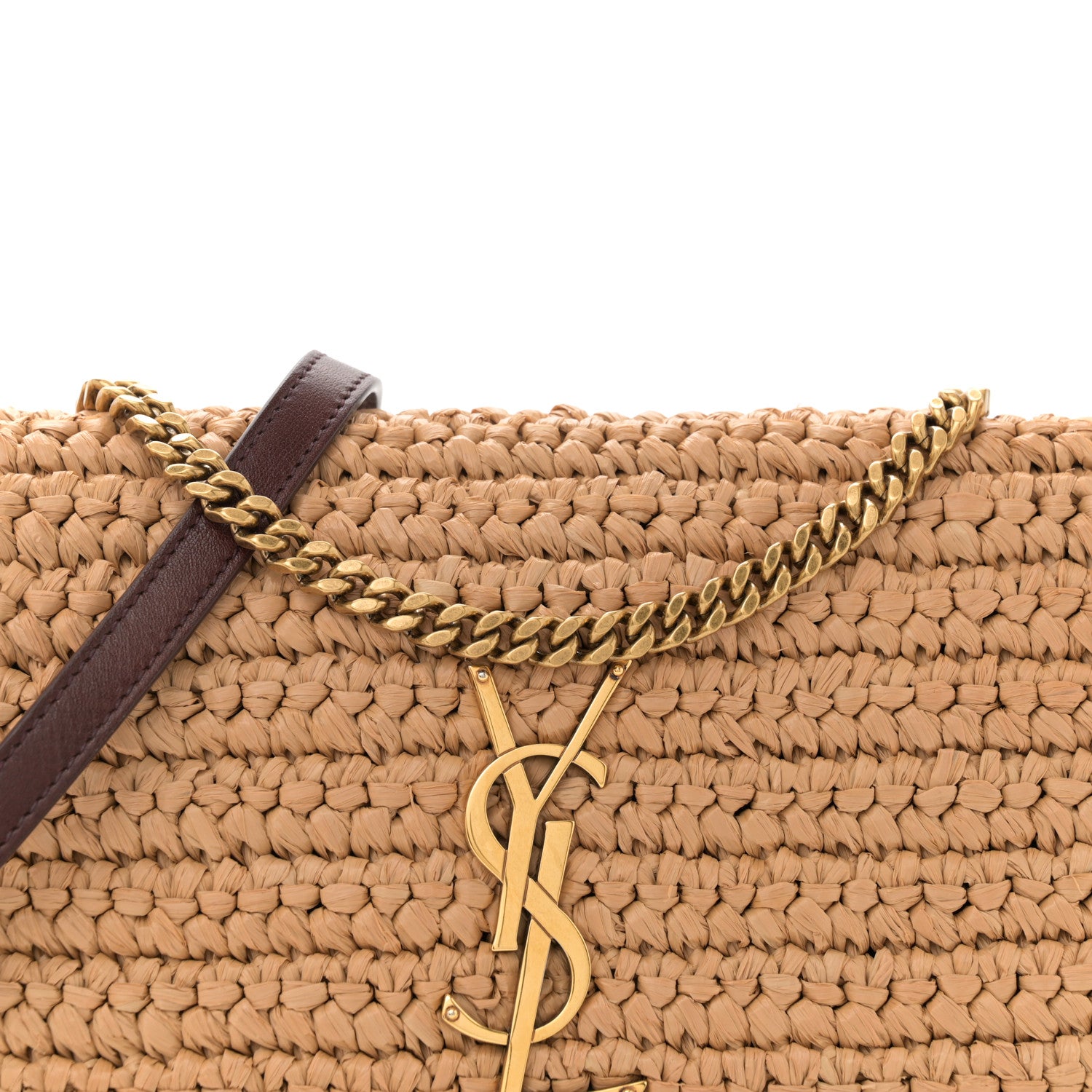 Saint Laurent Raffia Monogram Tassel Kate 99 Dark Nude 7 of 11