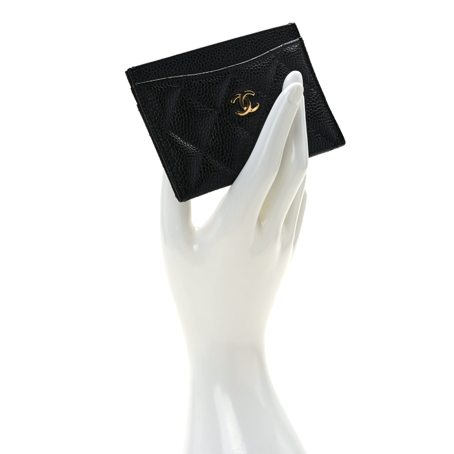 Caviar Quilted Card Holder Black
