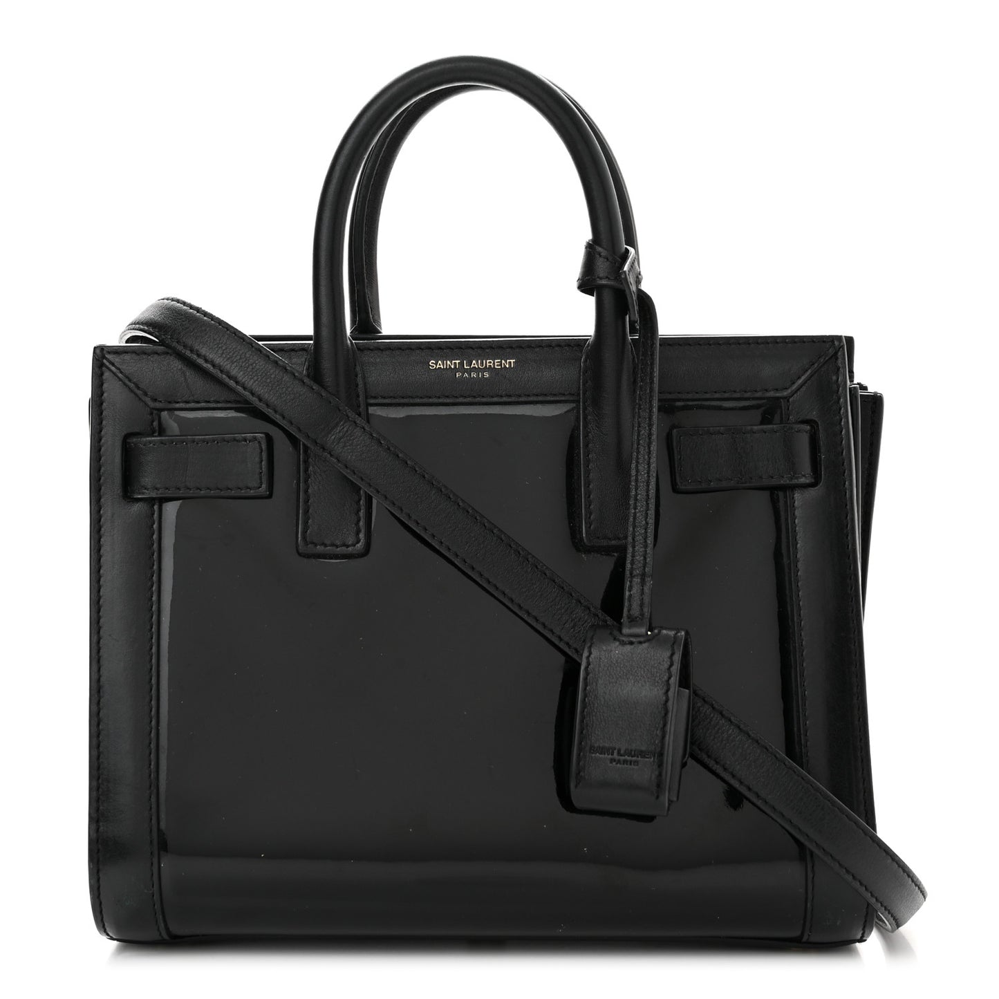 Patent Calfskin Nano Sac de Jour Black