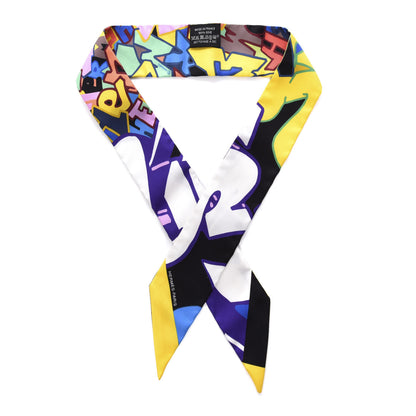 Hermes Silk Graff Graffiti Twilly Black Jaune Vert 1 of 4