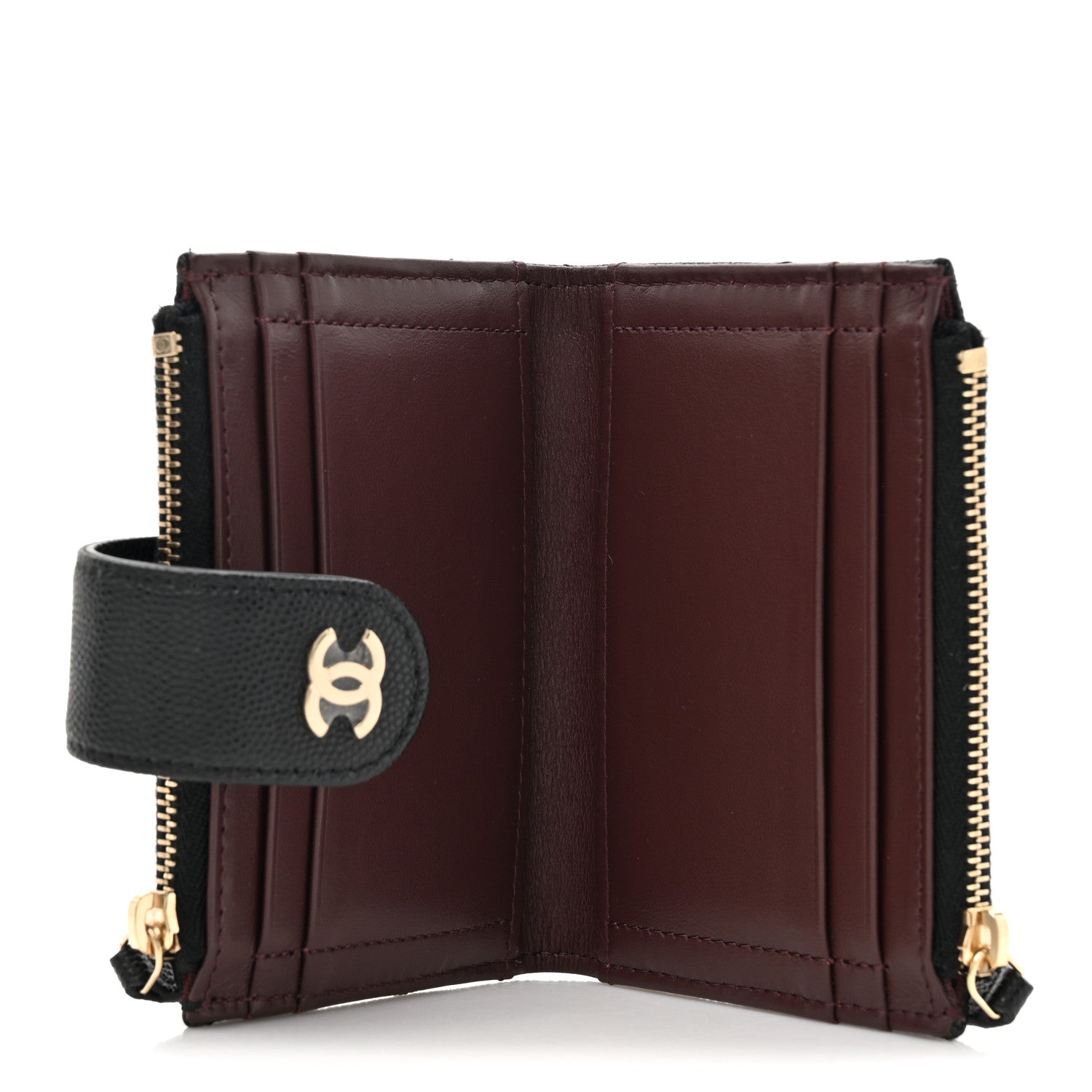 Chanel Caviar Quilted Compact Zipped Pocket Wallet Black 5 of 10