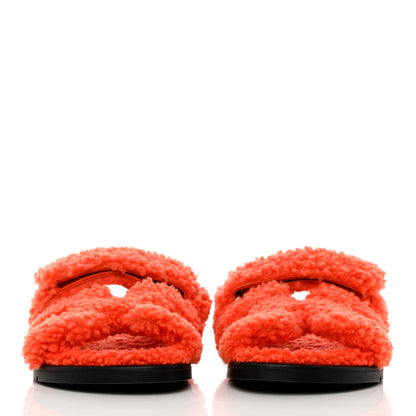 Hermes Woolskin Womens Chypre Sandals 38 Orange 2 of 12