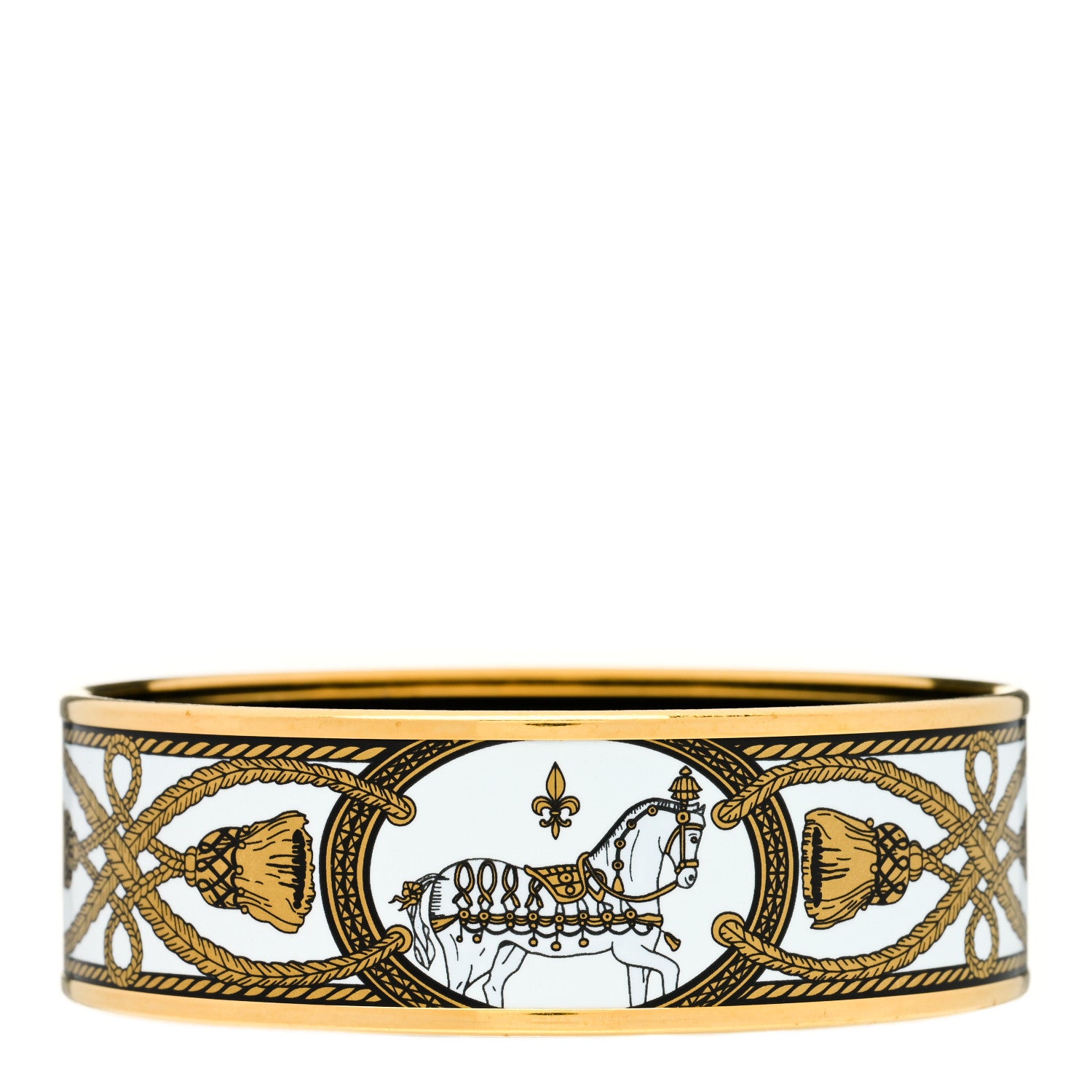 Hermes Enamel Printed Wide Grand Apparat Bracelet 70 White 1 of 5
