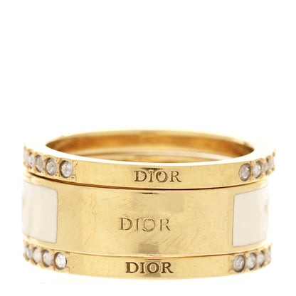 Christian Dior Metal Crystal Code Ring Set M 54/7 Gold 3 of 6