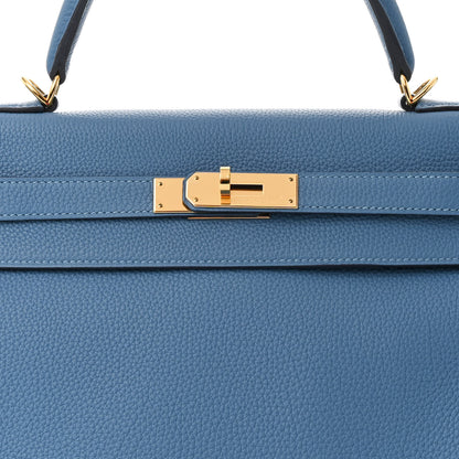 Hermes Togo Kelly Retourne 32 Azur 7 of 15