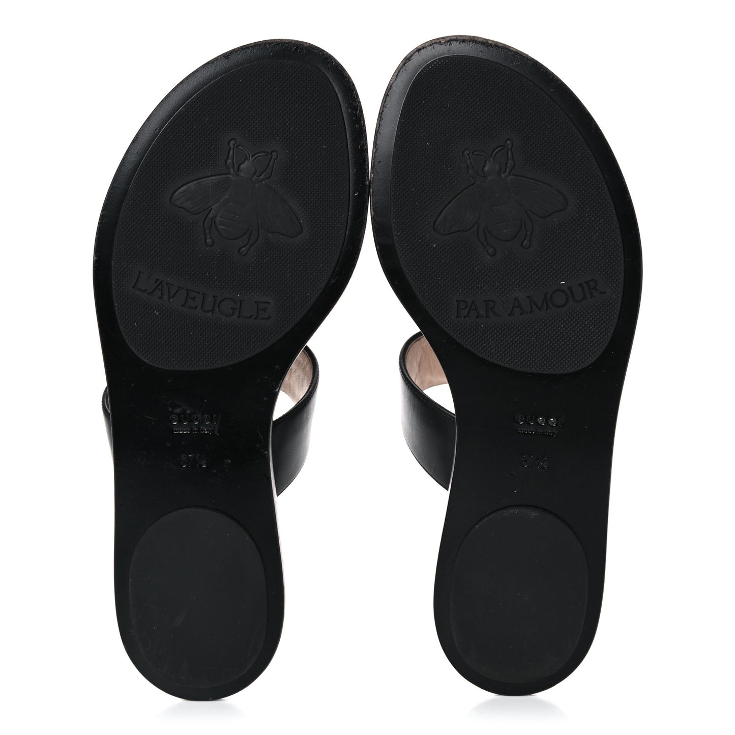 Calfskin GG Marmont Thong Sandals 37.5 Black