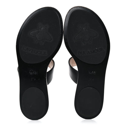 Gucci Calfskin GG Marmont Thong Sandals 37.5 Black 5 of 14