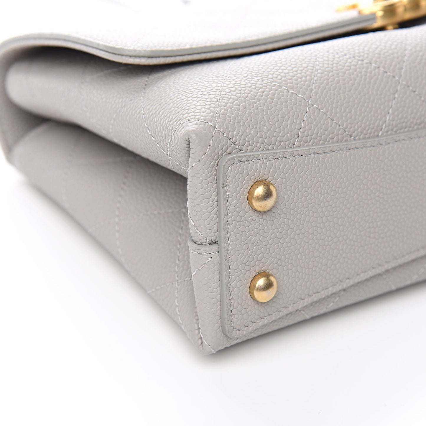 Grained Calfskin Small Stitched Flap Grey