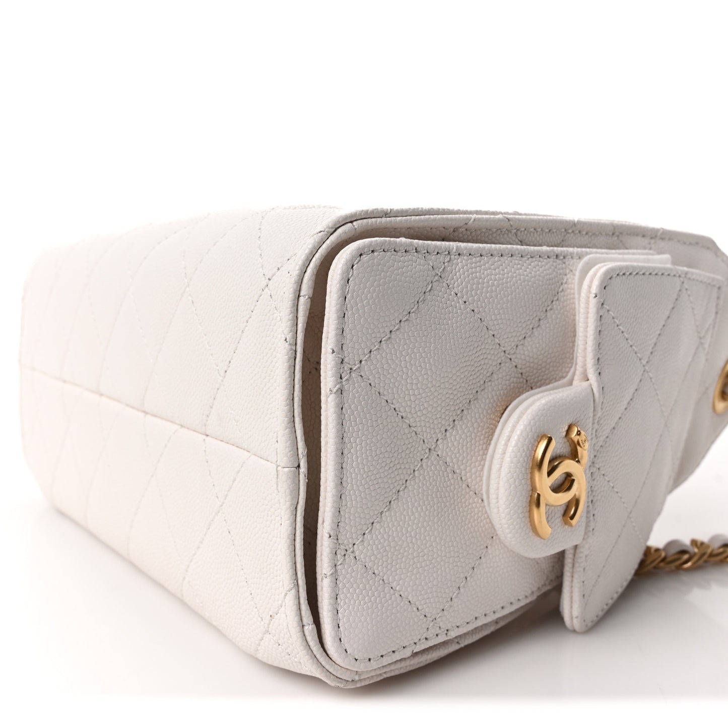 Caviar Quilted Mini Chanel 25 Handbag White