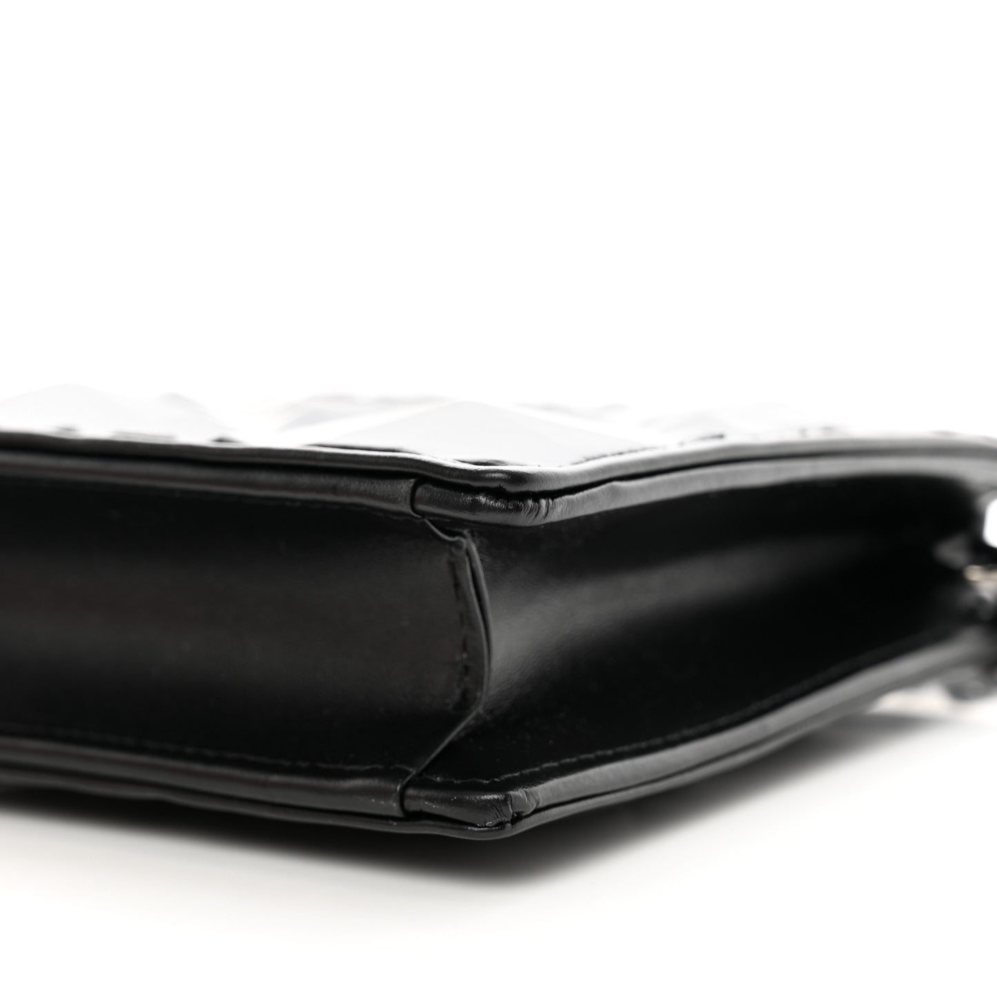 Calfskin Macrocannage Diamond Caro Zipped Pouch With Chain Black