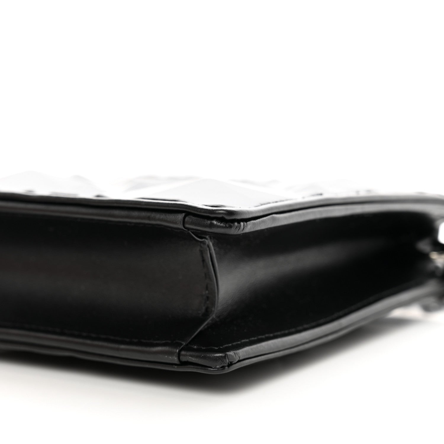 Christian Dior Calfskin Macrocannage Diamond Caro Zipped Pouch With Chain Black 9 of 9