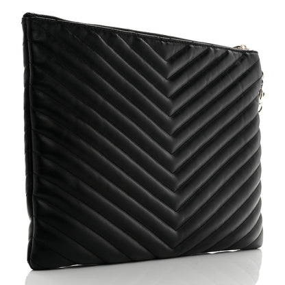 Saint Laurent Calfskin Matelasse Monogram Cassandre Tablet Pouch Black 3 of 8