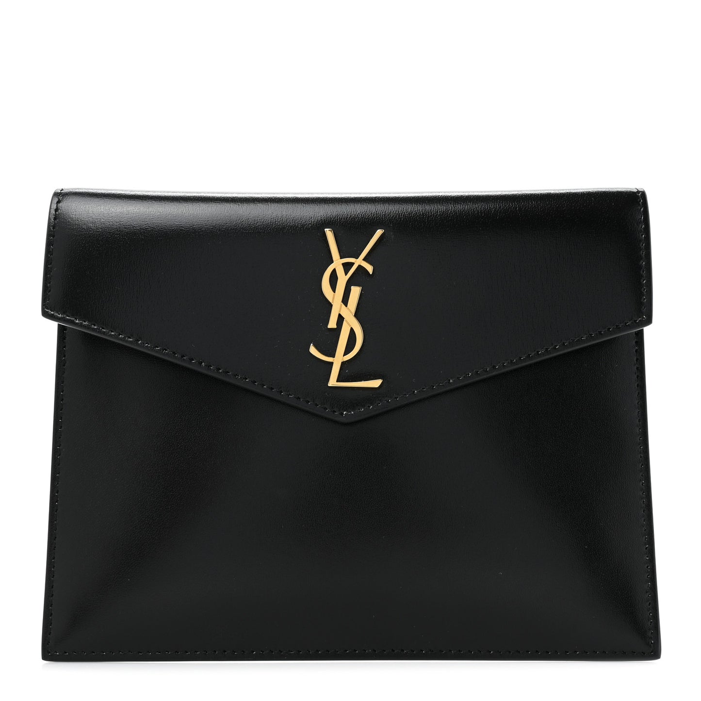 Smooth Shiny Calfskin Monogram Uptown Baby Pouch Black