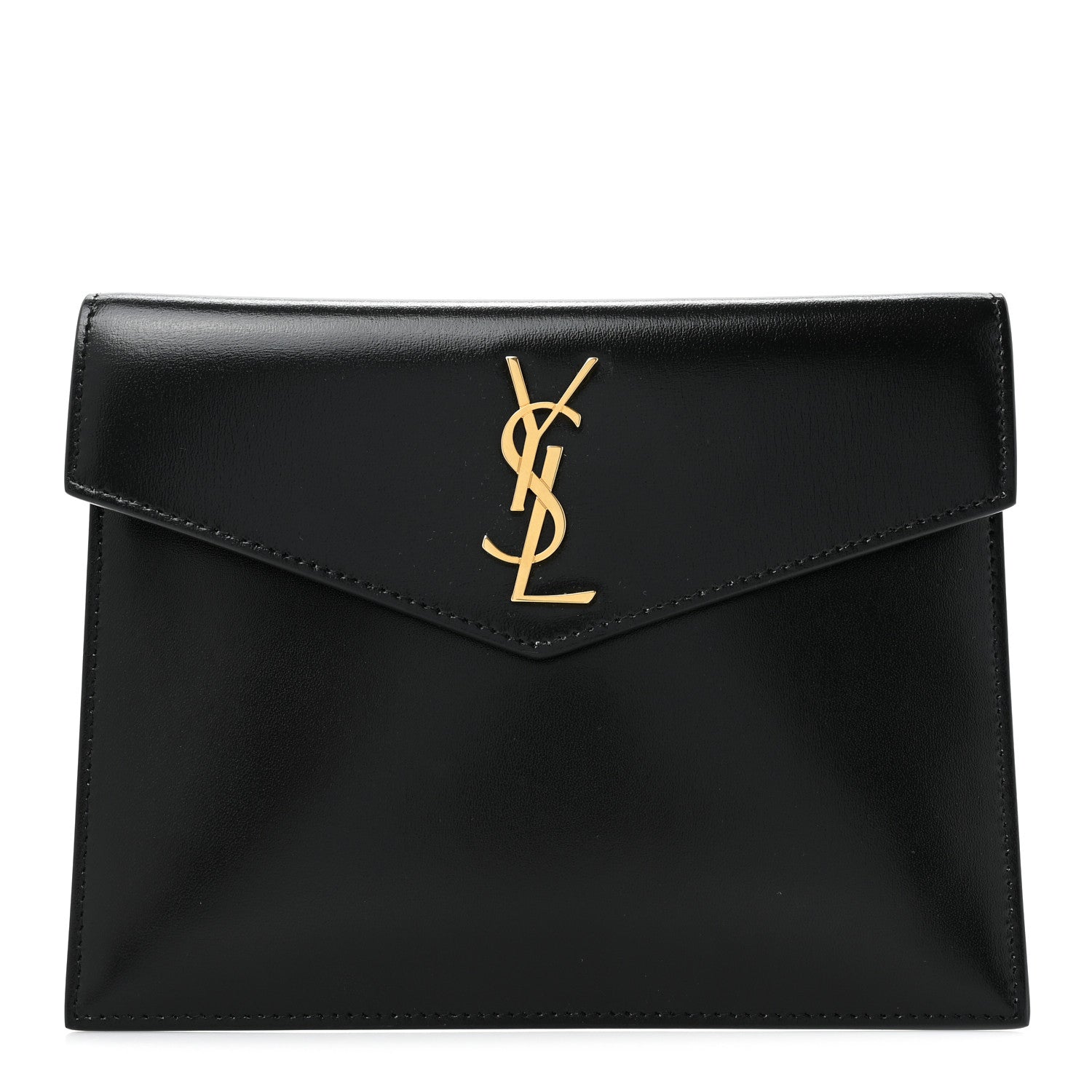 Saint Laurent Smooth Shiny Calfskin Monogram Uptown Baby Pouch Black 1 of 9
