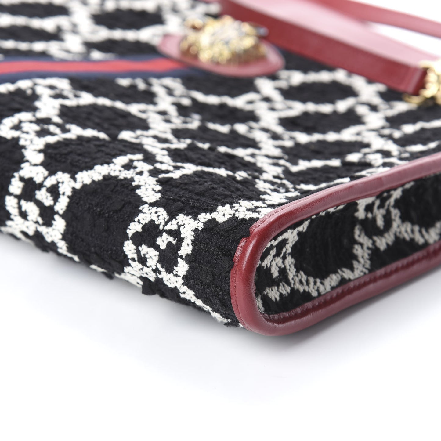 Tweed GG Monogram Large Rajah Chain Tote Romantic Cherry Black White