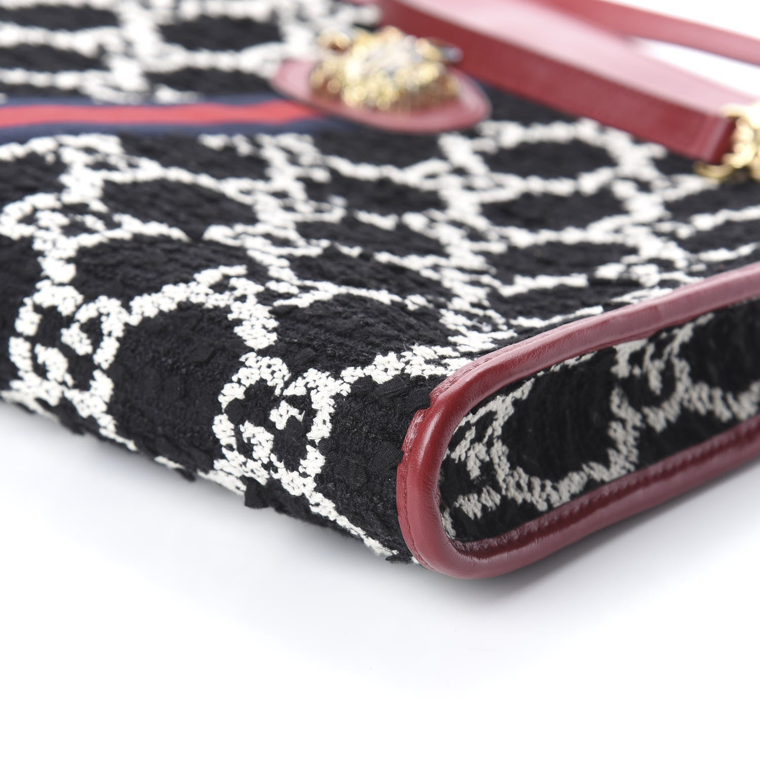 Gucci Tweed GG Monogram Large Rajah Chain Tote Romantic Cherry Black White 8 of 8