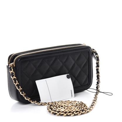 Chanel Caviar Quilted CC Filigree Clutch With Chain Black 3 of 12