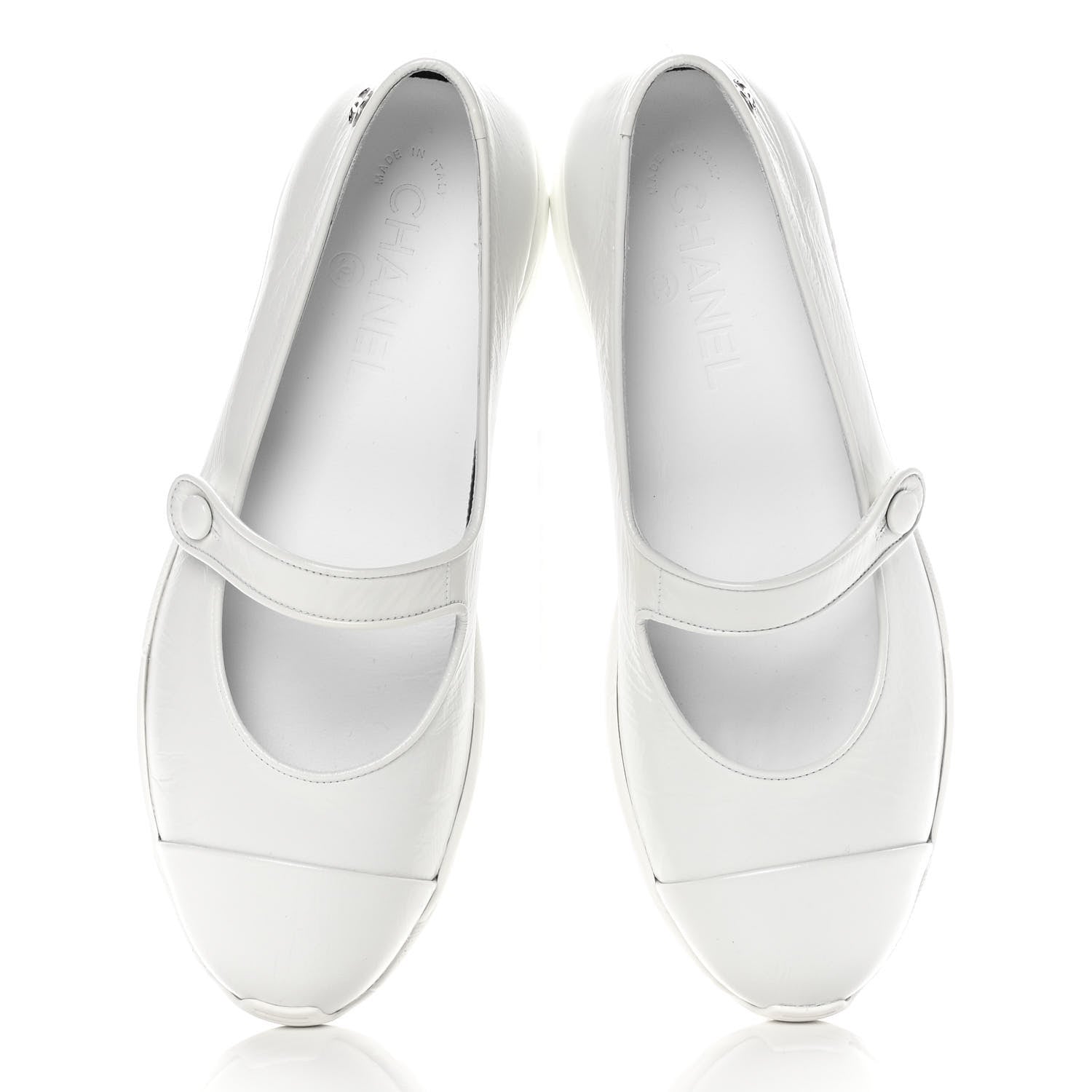 Chanel Patent Calfskin Mary Jane Strap Pumps 36.5 White 5 of 11
