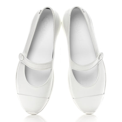 Chanel Patent Calfskin Mary Jane Strap Pumps 36.5 White 5 of 11
