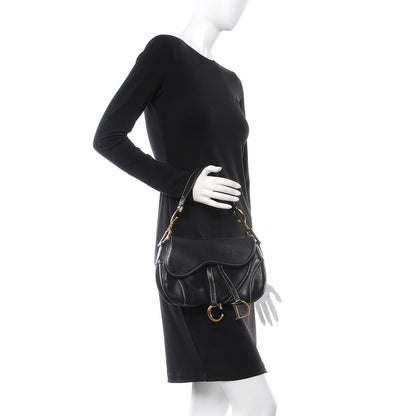 Christian Dior Calfskin Double Saddle Bag Black 2 of 5