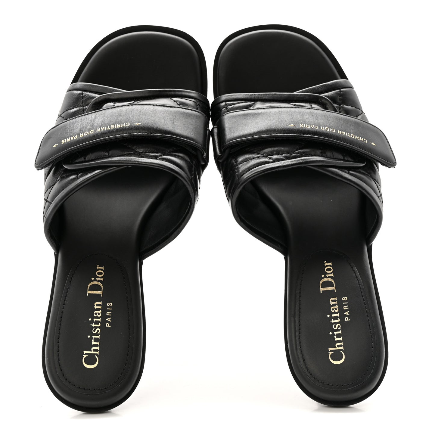 Calfskin Cannage Quilted Dio(r)evolution 80mm Slide Sandals 38.5 Black