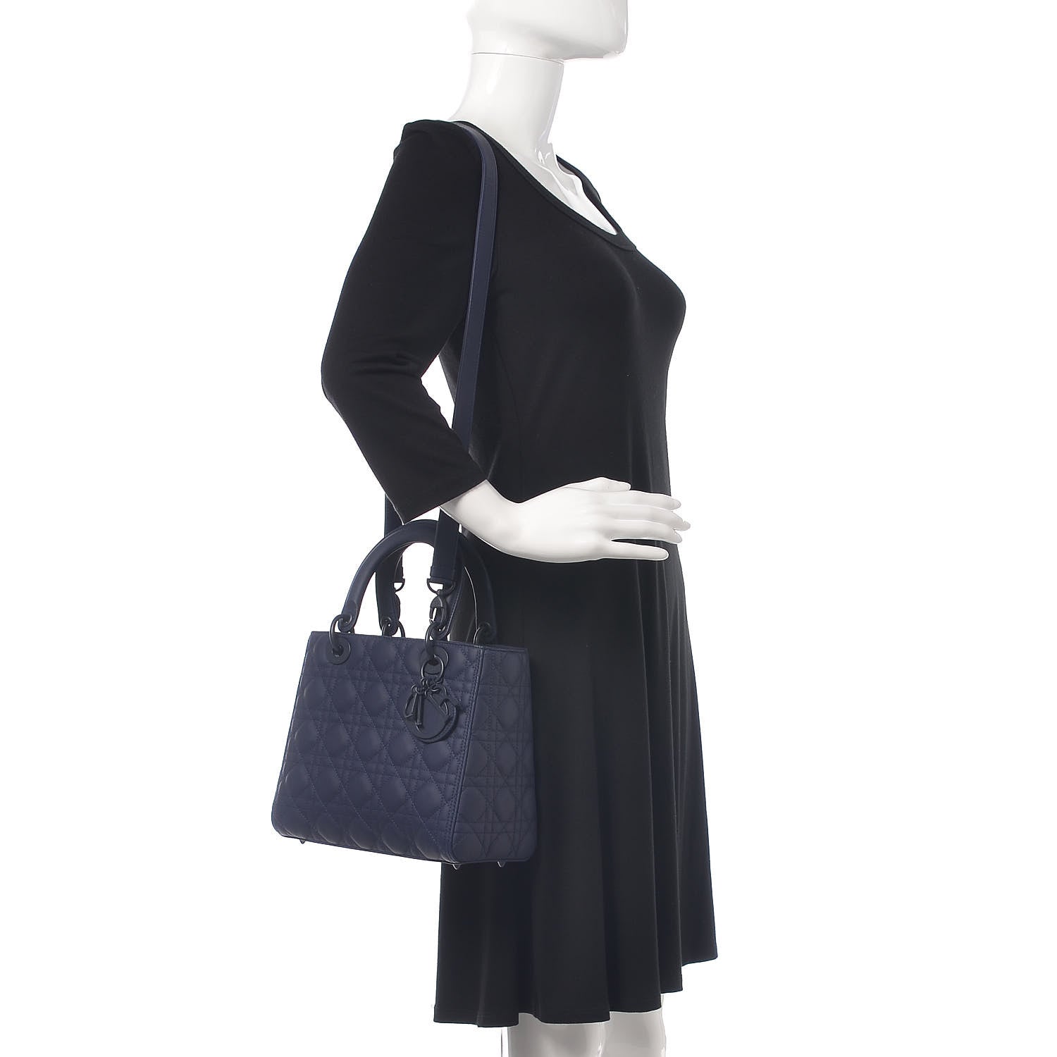 Christian Dior Ultra Matte Calfskin Cannage Medium Lady Dior Blue 2 of 10