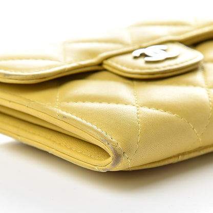 Chanel Lambskin Quilted Flap Card Holder Yellow 14 of 20